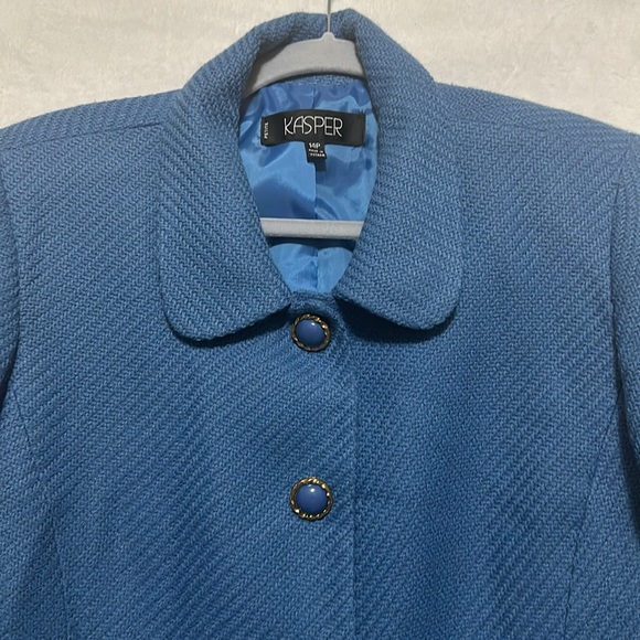 Kasper Petite Women’s Blue Tweed Jewel Button Jacket Size 14P - Picture 3 of 8